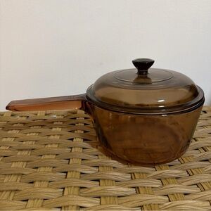 Vintage Corningware Amber Glass Saucepan with Lid 1.5L